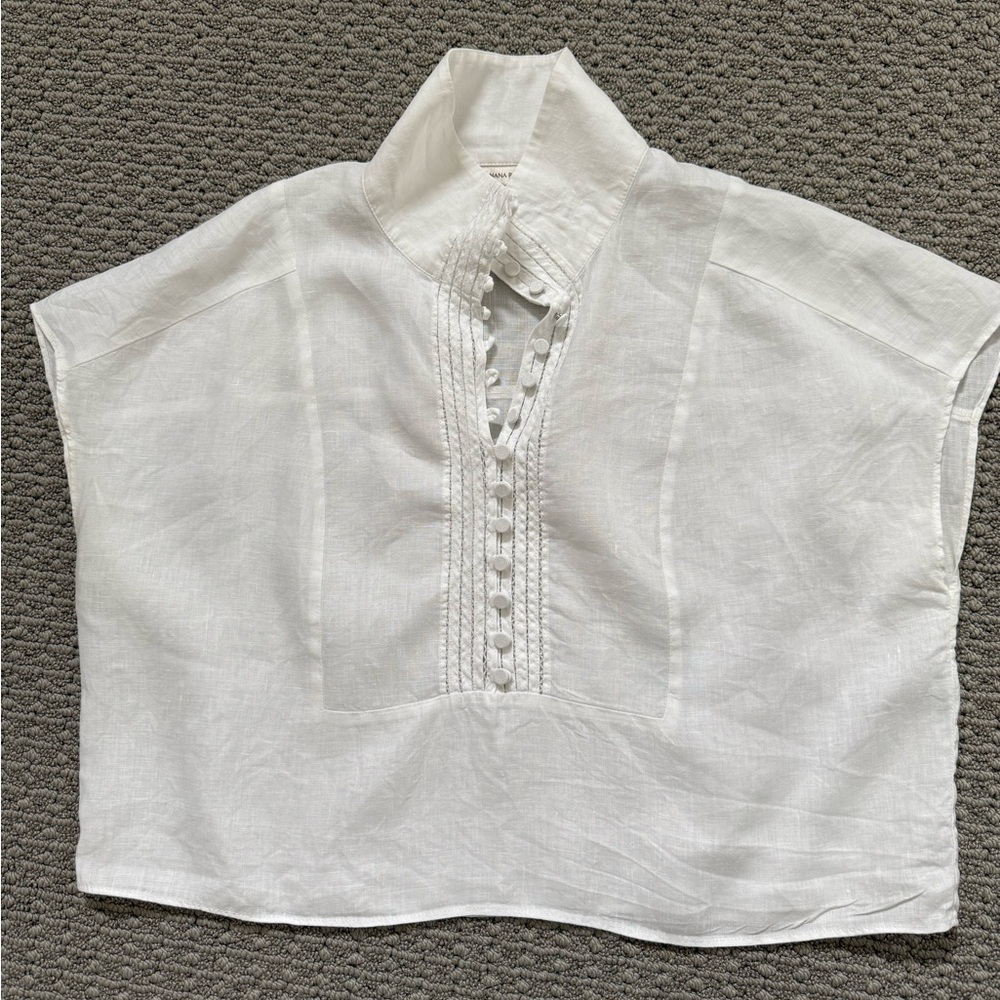 Banana Republic White Blouse with Embroidered Detail